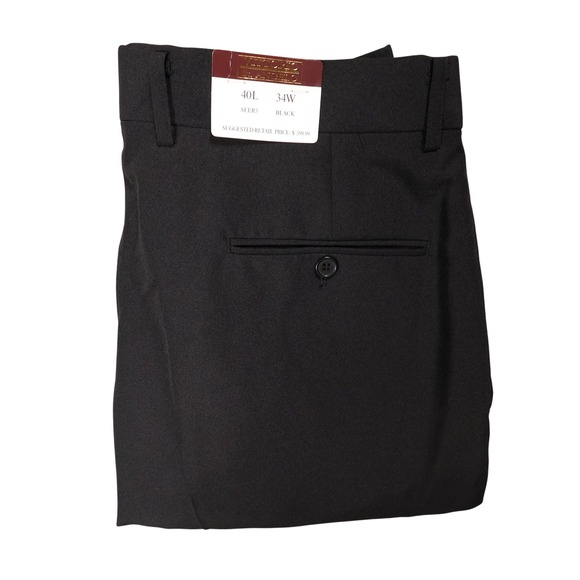 NEW Vittorio St. Angelo Dress Pants Black Pleated Front‎ Mens 34x40 MSRP $399